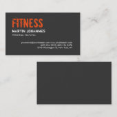 Trendy Gray Orange Personal Trainer Business Card Visitenkarte (Vorne/Hinten)