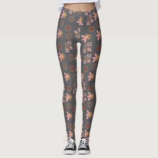 Trendy Gray Pattern Leggings (Vorderseite)