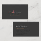 Trendy Gray Real Anwesen Agent Business Card Visitenkarte (Vorne/Hinten)