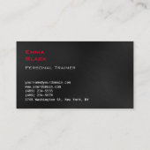 Trendy Gray Red Personal Fitness Trainer Sports Visitenkarte (Rückseite)