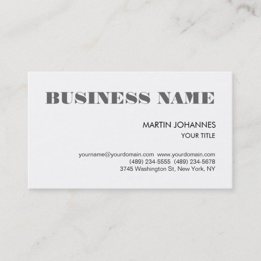 Trendy Gray Schwarz-weiß Business Card Visitenkarte (Vorderseite)