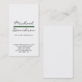 Trendy Gray Script White Green Business Card Visitenkarte (Vorne/Hinten)