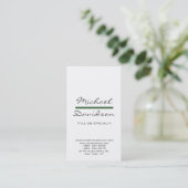Trendy Gray Script White Green Business Card Visitenkarte (Stehend Vorderseite)
