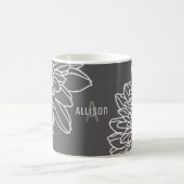 Trendy Gray White Blume Name Kaffeetasse (Mittel)