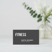 Trendy Gray White Personal Trainer Business Card Visitenkarte (Stehend Vorderseite)