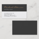 Trendy Gray White Script Consultant Business Card Visitenkarte (Vorne/Hinten)