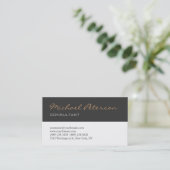 Trendy Gray White Script Consultant Business Card Visitenkarte (Stehend Vorderseite)