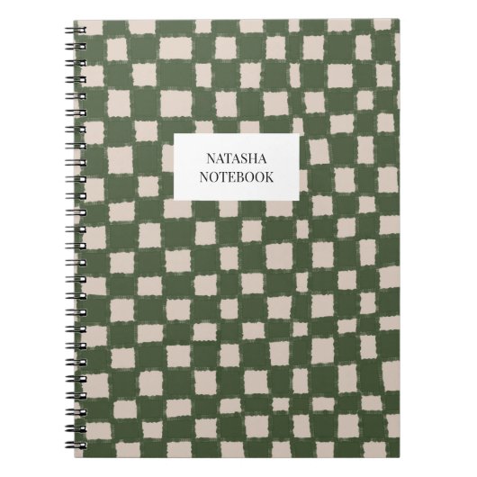 Trendy Green and Gray Checkerboard Muster Notizblock (Vorderseite)