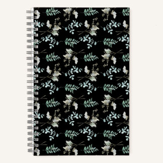 Trendy Green Black Botanical Blätter Notizblock