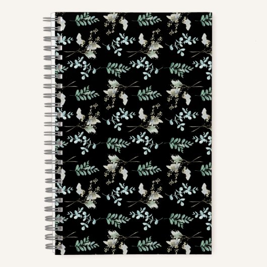 Trendy Green Black Botanical Blätter Notizblock (Vorderseite)