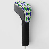 Trendy Green Blue Argyle Pattern Modern Monogram Golf Headcover (angewinkelt)
