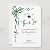 Trendy Green Bow Coquette FOTO Abschluss Dankeskarte (Vorderseite)
