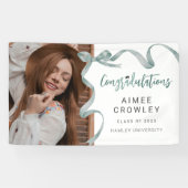 Trendy Green Bow Foto Abschluss Banner (Horizontal)