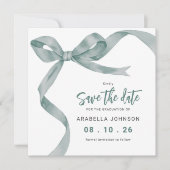 Trendy Green Bow Graduation Save The Date (Vorderseite)