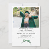 Trendy Green Bow Ribbon 2 FOTO Graduation Party I Einladung (Rückseite)