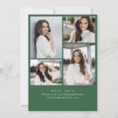 Trendy Green Bow Ribbon 4 FOTO Graduation Party Einladung (Rückseite)