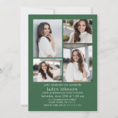 Trendy Green Bow Ribbon 5 FOTO Graduation Party Einladung (Rückseite)