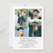 Trendy Green Bow Ribbon 5 FOTO Graduation Party Einladung (Rückseite)