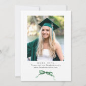 Trendy Green Bow Ribbon FOTO Graduation Party Einladung (Rückseite)