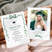 Trendy Green Bow Ribbon FOTO Graduation Party Einladung