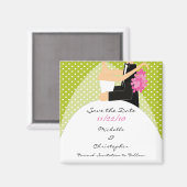Trendy Green Bridge & Groom speichern das Date Mag Magnet (Vorderseite/Rückseite)