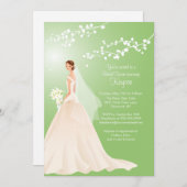 Trendy Green BRÜNETT Bridge Brautparty Einladung (Vorne/Hinten)