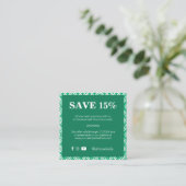 Trendy Green Business Discount Card Begleitkarte (Stehend Vorderseite)