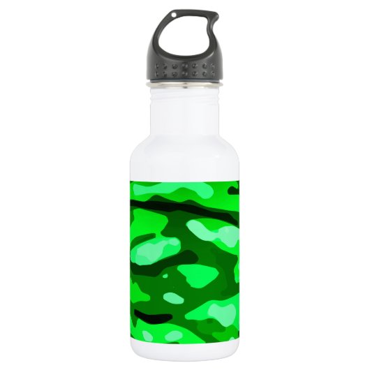 Trendy Green Camouflage Pattern Edelstahlflasche (Vorderseite)