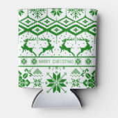 Trendy Green Christmas Reindeer Dosenkühler (Vorderseite)