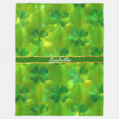 Trendy Green Clover 4 Lists Fleecedecke (Vorderseite)