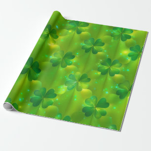 Trendy Green Clover 4 Lists Geschenkpapier