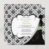 Trendy Green Damask Bridge Brautparty Einladung (Vorne/Hinten)