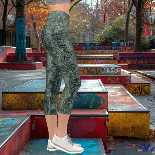 Trendy Green Denim Muster mit benutzerdefiniertem  Capri Leggings