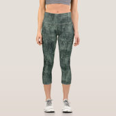 Trendy Green Denim Muster mit benutzerdefiniertem  Capri Leggings (Vorderseite)