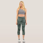 Trendy Green Denim Muster mit benutzerdefiniertem  Capri Leggings (Vorderseite)