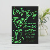 Trendy Green Dirty 30. Geburtstag Einladung (Stehend Vorderseite)