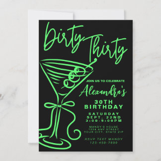 Trendy Green Dirty 30. Geburtstag Einladung