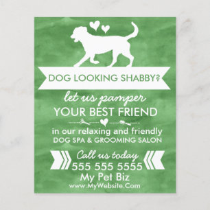 Trendy Green Dog Grooming Flyer - personalisierbar