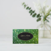 Trendy Green Glitzer Glam Luminous Stars Elegant Visitenkarte (Stehend Vorderseite)