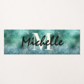 Trendy Green Glitzer Mit Monogramm Ästhetik Yogamatte (Vorderseite (Horizontal))
