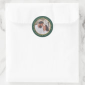 Trendy Green Gold Foto Save the Date Runder Aufkleber (Tasche)