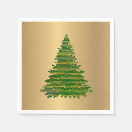 Trendy Green Gold Glitzer Tree Weihnachten Serviette