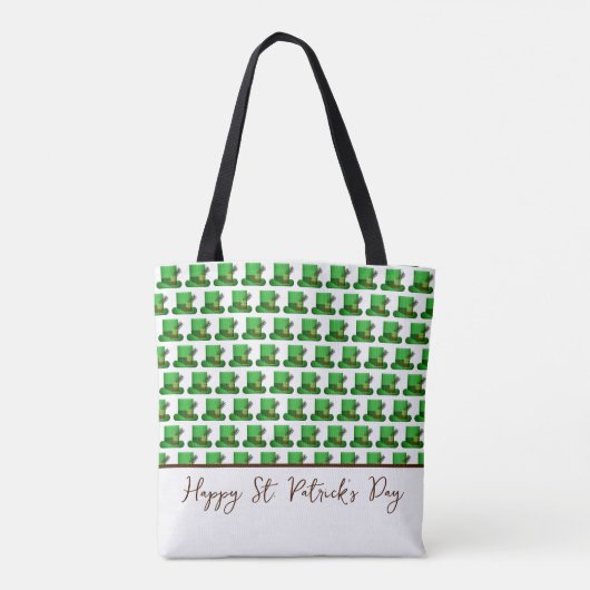 Trendy Green Hats Pattern St. Patrick's Day Tasche (Rückseite)