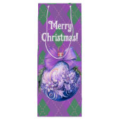 Trendy Green Lila Karierte Weihnachtsschmuck Geschenktüte Für Weinflaschen (Rückseite)