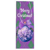 Trendy Green Lila Karierte Weihnachtsschmuck Geschenktüte Für Weinflaschen (Vorderseite)