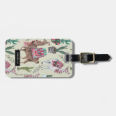 Trendy green Llamas Cactus | Urlaub Gepäckanhänger (Vorderseite horizontal)