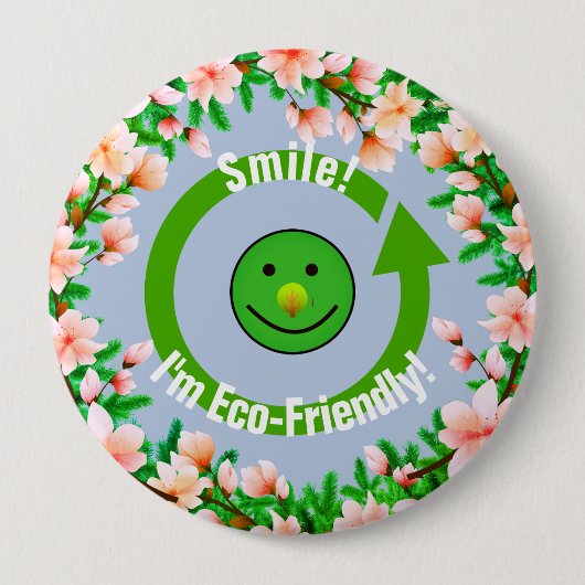 Trendy Green Öko Friendly Button (Vorderseite)