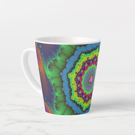 Trendy Green, Orange und Blue Fraktal Milchtasse (Linke Ecke)