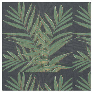 Trendy Green Palm Blätter Gold Strikes Gray Desig Stoff