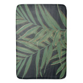 Trendy Green Palm Blätter Gold Strikes Gray Design Badematte (Vorderseite Vertikal)